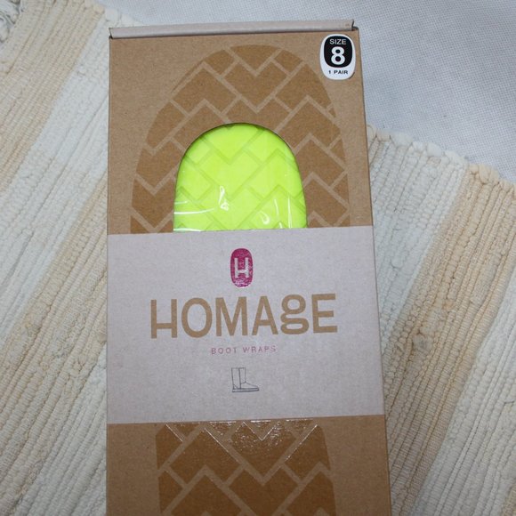 HOMAGE BOOT WRAPS NEW IN BOX NEON YELLOW SZ 8 WOMENS/UNISEX ONE PAIR - Picture 2 of 8